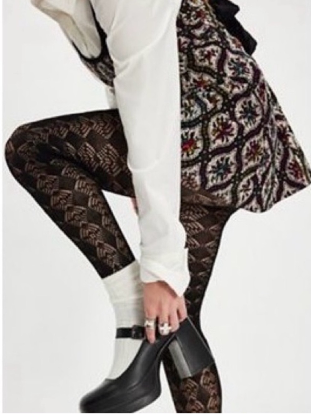Free People Pointelle Whisper Tight in Black | NWT
